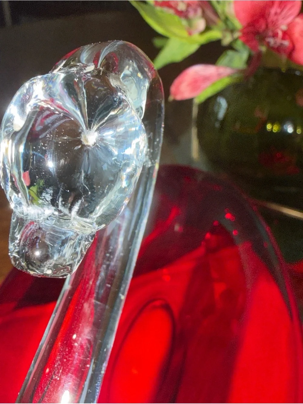 Ruby Red Glass Swan Accent Bowl - Home Accents